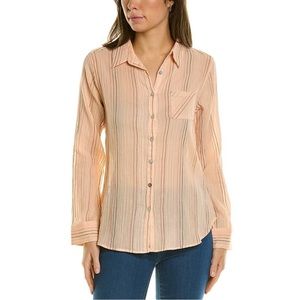 Chaser | Plus Size Shirting Button Down Embroidered Semi Sheer Lightweight Shirt